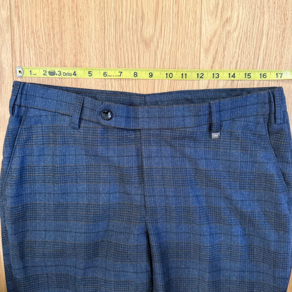 French Crown Suit Mens 42 34x31.5 Gray Blue Plaid Double Breasted AMAZING Wool - Picture 13 of 16
